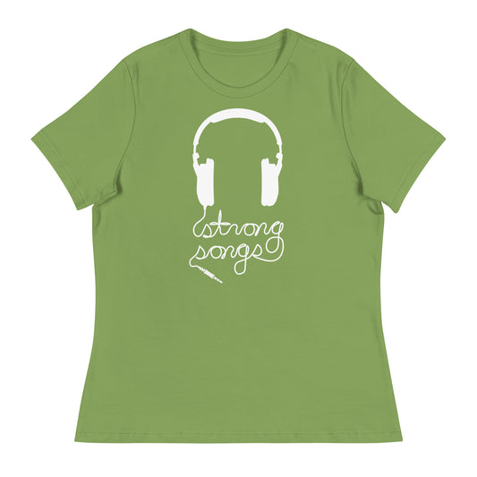 Color: White on Leaf | Headphones Femme T-Shirt