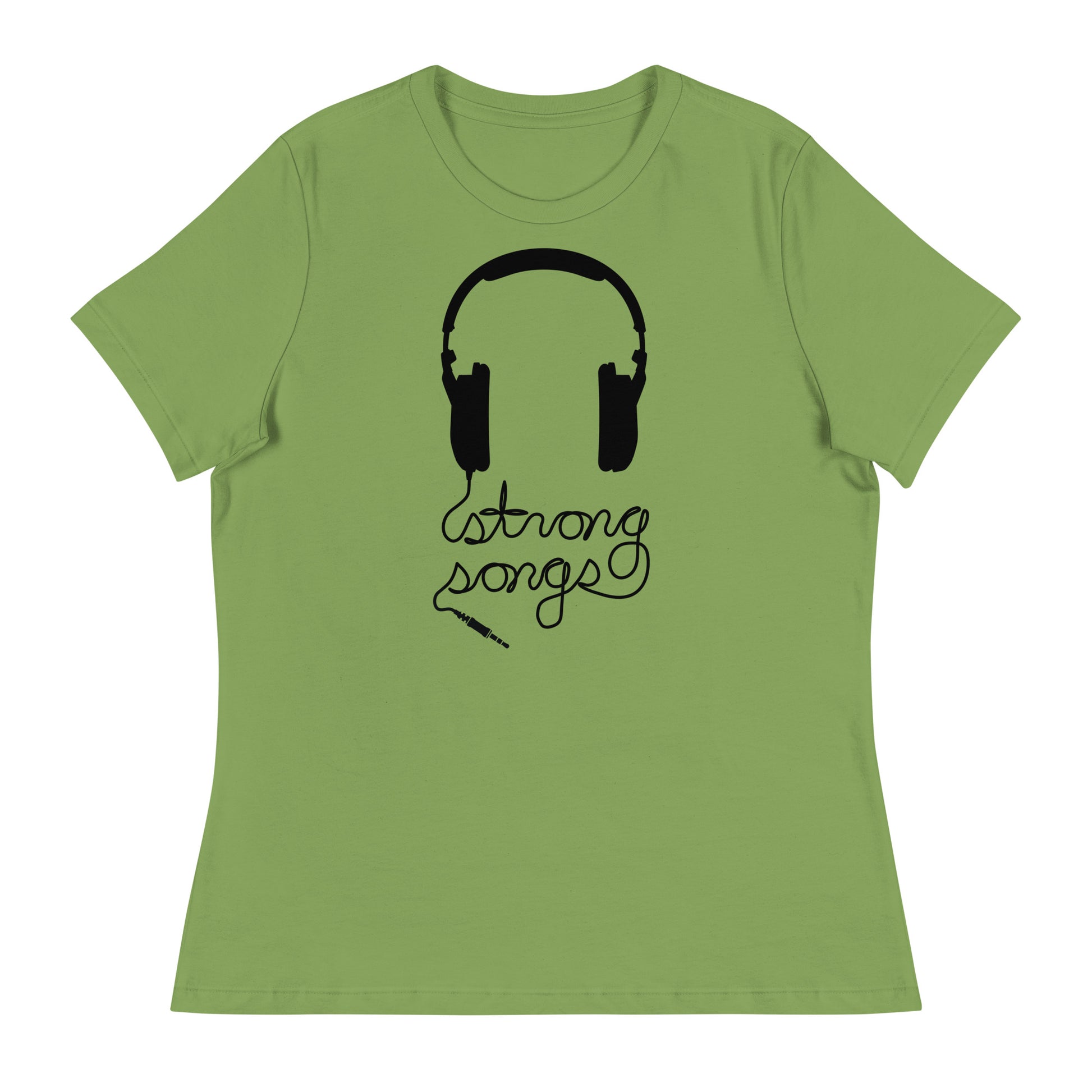 Color: Black on Leaf | Headphones Femme T-Shirt